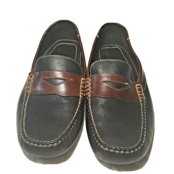 BASS Two Tone Black Brown Maxwell Leather Driving Moccasin Loafers Size 10.5 M main image 5